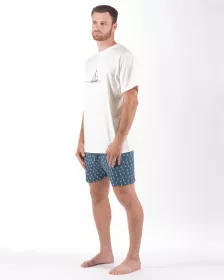 GINA pánské pyžamo krátké pánské, šité, s potiskem Pyžama 2024 79172P