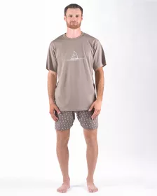 GINA pánské pyžamo krátké pánské, šité, s potiskem Pyžama 2024 79172P