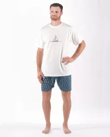 GINA pánské pyžamo krátké pánské, šité, s potiskem Pyžama 2024 79172P