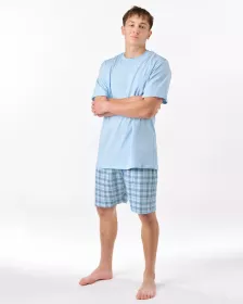 GINA pánské pyžamo krátké pánské, šité, s potiskem Pyžama 2025 79188P | Měsíc/Aqua 3XL, Měsíc/Aqua 4XL, Měsíc/Aqua L, Měsíc/Aqua M, Měsíc/Aqua XL, Měsíc/Aqua XXL, Pomnenková/Bílá 3XL, Pomnenková/Bílá 4XL, Pomnenková/Bílá L, Pomnenková/Bílá M, Pomnenková/Bílá XL, Pomnenková/Bílá XXL