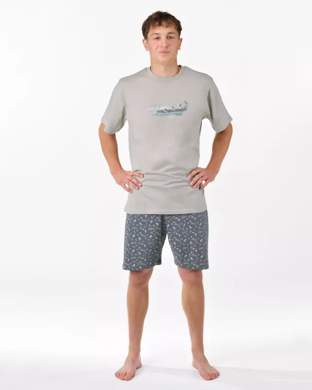 GINA pánské pyžamo krátké pánské, šité, s potiskem Pyžama 2025 79190P