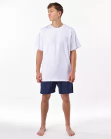 GINA pánské pyžamo krátké pánské, šité, s potiskem Pyžama 2025 79194P | Bílá/Lékořice L, Bílá/Lékořice M, Bílá/Lékořice XL, Bílá/Lékořice XXL, Šedá/Peprmint L, Šedá/Peprmint M, Šedá/Peprmint XL, Šedá/Peprmint XXL