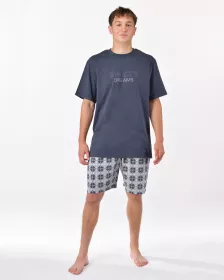 GINA pánské pyžamo krátké pánské, šité, s potiskem Pyžama 2025 79198P