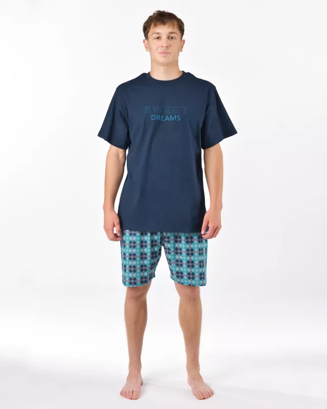 GINA pánské pyžamo krátké pánské, šité, s potiskem Pyžama 2025 79198P