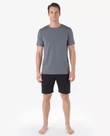 GINA pánské pyžamo krátké pánské, šité, jednobarevné Pyžama Bamboo 79204P - Tm. šedá/Černá S GINA pánské pyžamo krátké pánské, šité, jednobarevné Pyžama Bamboo 79204P - Tm. šedá/Černá S