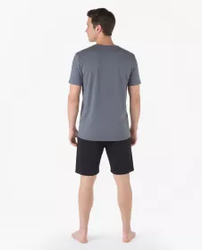 GINA pánské pyžamo krátké pánské, šité, jednobarevné Pyžama Bamboo 79204P - Tm. šedá/Černá S GINA pánské pyžamo krátké pánské, šité, jednobarevné Pyžama Bamboo 79204P - Tm. šedá/Černá S
