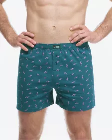 GINA pánské trenky volné, šité, s potiskem  75217P | Petrolejová/Šípková L/XL