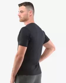 GINA pánské tričko pánské slim fit s krátkým rukávem, krátký rukáv, šité, jednobarevné ECO Bamboo Sport 78005P - černá S EcoBamboo
