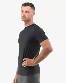 GINA pánské tričko pánské slim fit s krátkým rukávem, krátký rukáv, šité, jednobarevné ECO Bamboo Sport 78005P - černá S EcoBamboo