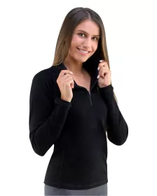 GINA dámské triko se zipem s dlouhým rukávem dámské, dlouhý rukáv, šité, jednobarevné Merino Bamboo 88015P EcoBamboo