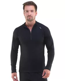 GINA pánské triko se zipem s dlouhým rukávem pánské, dlouhý rukáv, šité, jednobarevné Merino Bamboo 88016P EcoBamboo