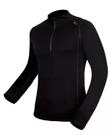 GINA pánské triko se zipem s dlouhým rukávem pánské, dlouhý rukáv, šité, jednobarevné Merino Bamboo 88016P EcoBamboo