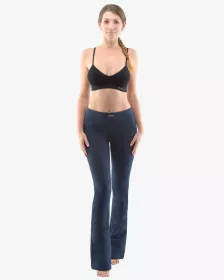 GINA dámské kalhoty zvonové prodloužená délka, dlouhé, šité, klasické, jednobarevné 96002P