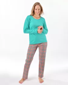 GINA Pyžamo dlouhé dámské, šité, potisk, Pyžama 2025 19171P