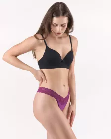 GINA Bambusová krajková tanga, šité, krajka, jednobarevné, Krajka bez zařazení 15009P