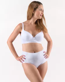 GINA Kalhotky klasické vysoký bok s našitou krajkou, šité, krajka, jednobarevné, La Femme 2 10311P