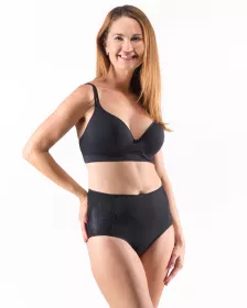 GINA Kalhotky klasické vysoký bok s našitou krajkou, šité, krajka, jednobarevné, La Femme 2 10311P