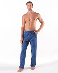 GINA Kalhoty dlouhé pyžamové pánské, šité, potisk 79225P | Ultramarin/Bílá 3XL, Ultramarin/Bílá L, Ultramarin/Bílá M, Ultramarin/Bílá XL, Ultramarin/Bílá XXL