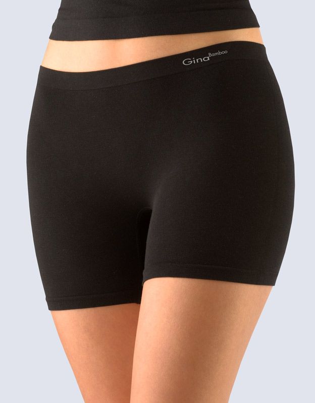 GINA dámské boxerky vyšší, kratší nohavička, bezešvé, klasické, jednobarevné Bamboo PureLine 03013P - černá L/XL