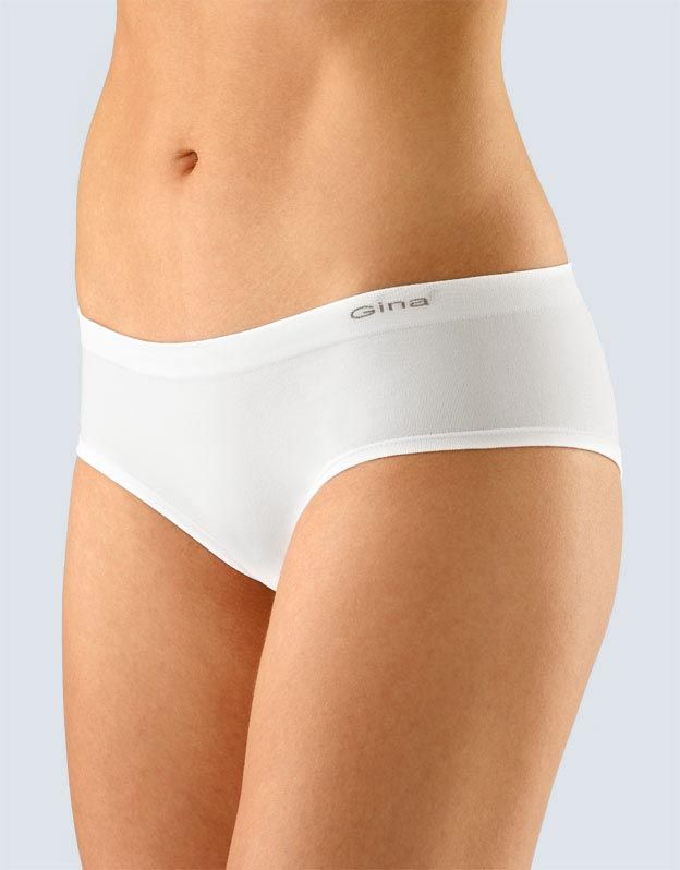 GINA dámské kalhotky francouzské, bezešvé, bokové, jednobarevné MicroBavlna 04004P - bílá M/L