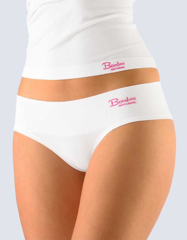 GINA dámské kalhotky francouzské, bezešvé, bokové, jednobarevné Bamboo Natural 04022P - bílá purpurová S/M