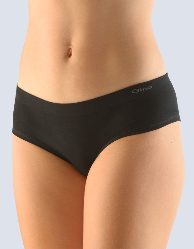 GINA dámské kalhotky francouzské, bezešvé, bokové, jednobarevné MicroBavlna 04004P - černá L/XL