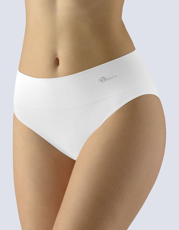 GINA dámské kalhotky klasické se širokým bokem, širší bok, bezešvé, jednobarevné Bamboo Soft 00048P - bílá M/L