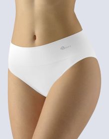 GINA dámské kalhotky klasické se širokým bokem, širší bok, bezešvé, jednobarevné Bamboo Soft 00048P | bílá L/XL, bílá M/L