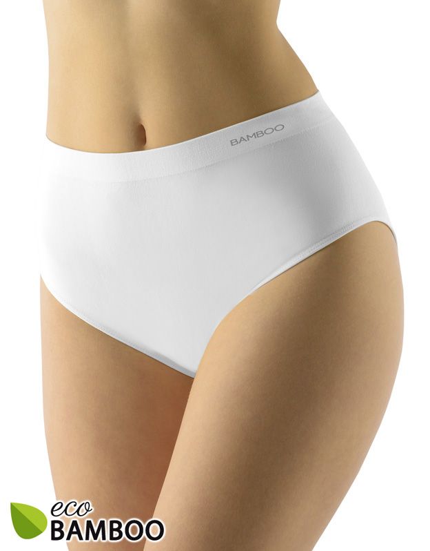 GINA dámské kalhotky klasické ve větších velikostech, větší velikosti, bezešvé, jednobarevné Eco Bamboo 01002P - bílá L/XL
