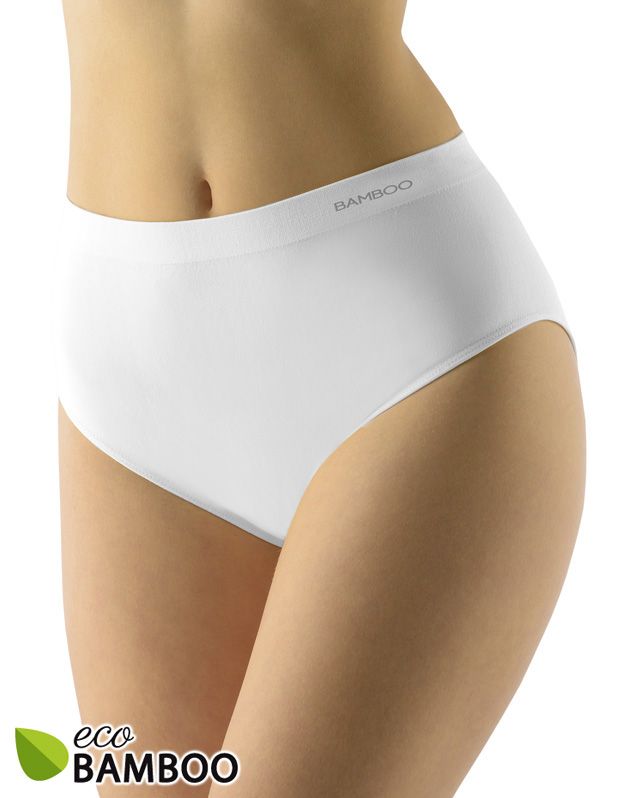 GINA dámské kalhotky klasické ve větších velikostech, větší velikosti, bezešvé, jednobarevné Eco Bamboo 01002P - bílá XL/XXL