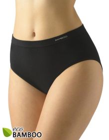 GINA dámské kalhotky klasické ve větších velikostech, větší velikosti, bezešvé, jednobarevné Eco Bamboo 01002P - černá XL/XXL