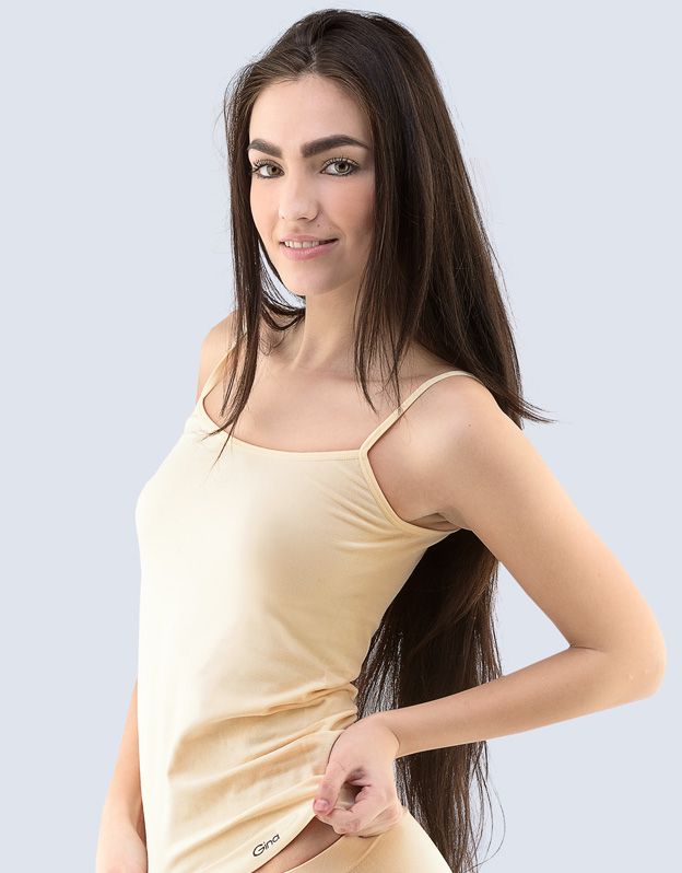 GINA dámské košilka prodloužená, úzká ramínka, bezešvé, jednobarevné MicroBavlna 08015P - tělová L/XL