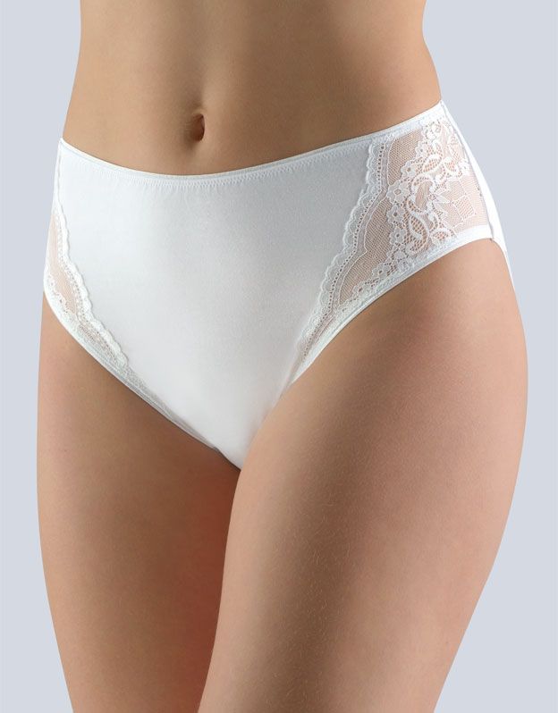 GINA dámské kalhotky klasické, širší bok, šité, s krajkou, jednobarevné Delicate 10189P -