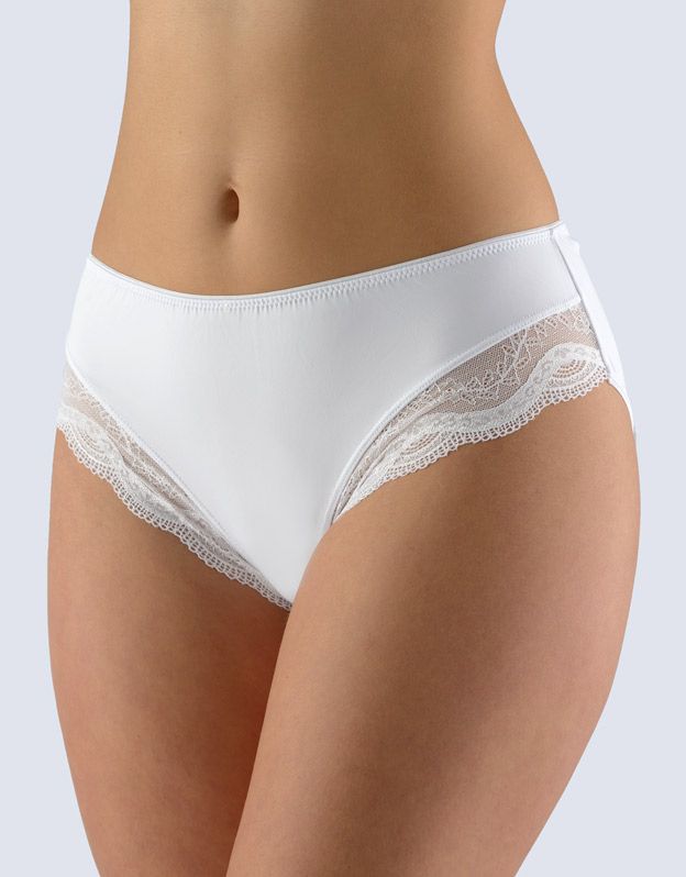 GINA dámské kalhotky klasické, širší bok, šité, s krajkou, jednobarevné La Femme 2 10203P - bílá 50/52
