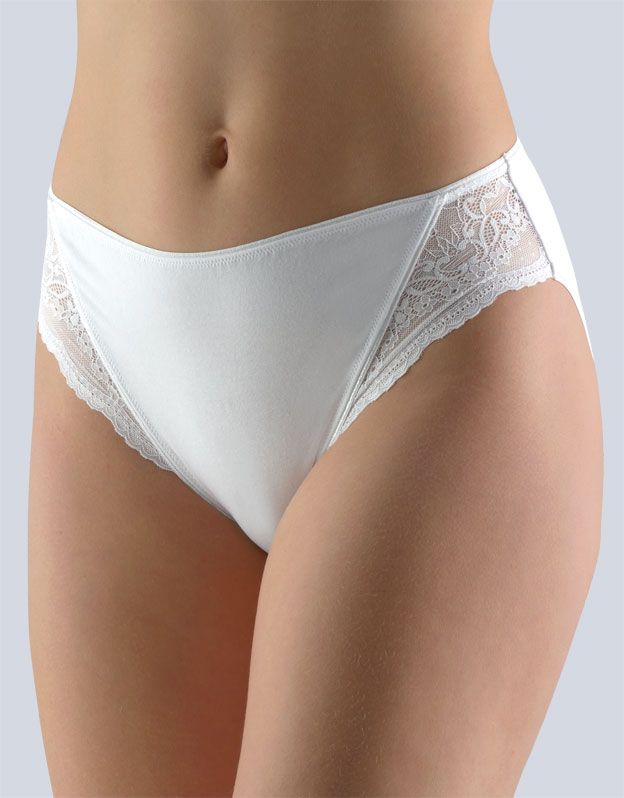 GINA dámské kalhotky klasické s úzkým bokem, úzký bok, šité, s krajkou, jednobarevné Delicate 10190P -