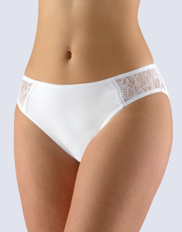 GINA dámské kalhotky klasické s úzkým bokem, úzký bok, šité, s krajkou La Femme 2 10202P - bílá 42/44