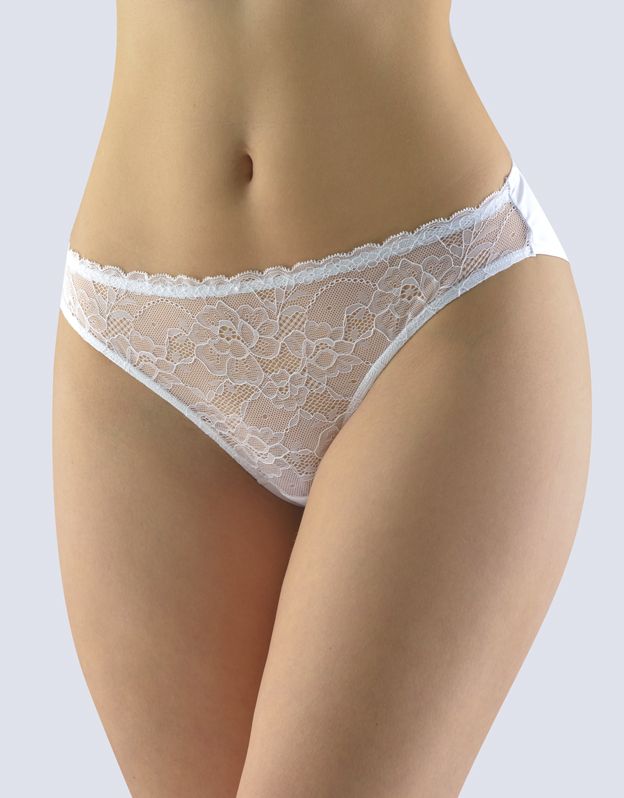 GINA dámské kalhotky bokové - brazilky, šité, s krajkou, jednobarevné La Femme 2 16102P - bílá 42/44