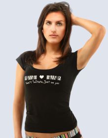 GINA dámské tričko s krátkým rukávem, krátký rukáv, šité, s potiskem Disco VIII 18044P | černá 34/36